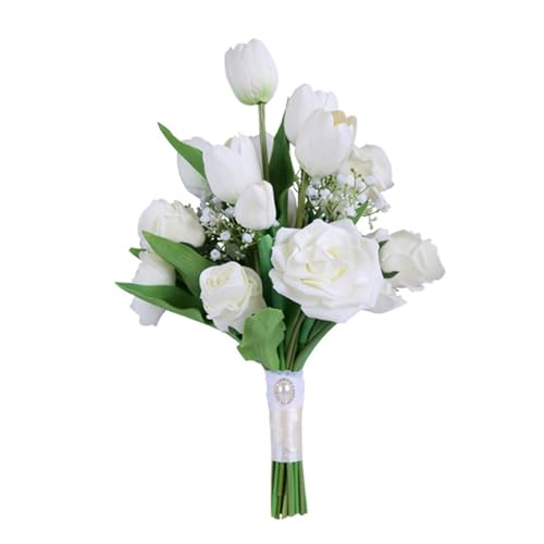 CYILPR Künstlicher Brautstrauß mit Rosen-Calla, Brautstrauß für Hochzeitszeremonie, Jahrestag