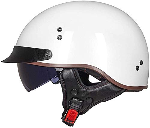 EBAYIN Halbhelme Jethelme Brain - Cap DOT + ECE Certified Cruiser Chopper Scooter Persönlichkeit Retro Harley Motorradhelm Eingebaute Schutzbrille Erwachsene Antikollisionskappe,I-XL=（61~62cm）