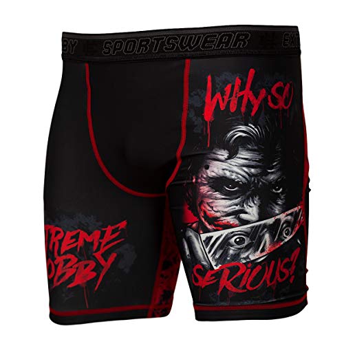 EXTREME HOBBY Vale Tudo Kurze Hosen WHY SO SERIOUS, Kompression Shorts Herren, Tights für Laufen und Training, Unterhose, Schnelltrocknendes, Atmungsaktiv, Sportunterwäsche Größe XL