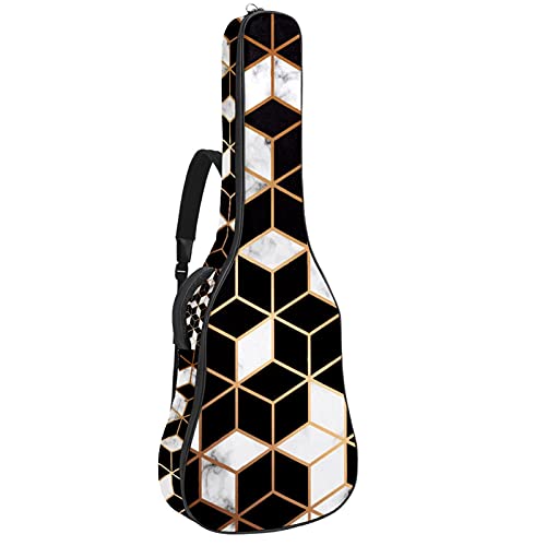 Anfänger Akustikgitarre Bundle Full Size Fichtendecke Cutaway Akustikgitarre Tasche, Golden Line Geometrisches Muster Schwarz Weiß