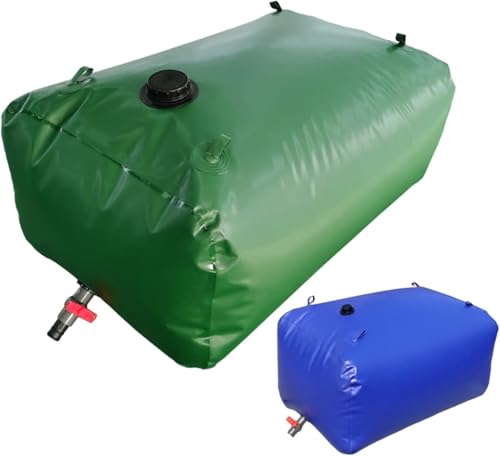 Faltbarer Wassertank mit Wasserhahn, Wasserspeicherblase mit großem Fassungsvermögen, für Camping, Trockenheitsresistenz, Garten, Brandschutz, Notwasser, Feuertransport, Notfall, 2 x 1,5 x 1