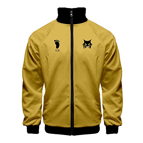 QYIFIRST Herren 3D Druck Hoodie Langarm Pullover Winter Herbst Mantel MSBY Black Jackal Pullover Reißverschluss Sweatshirt mit Stehkragen Jacke Gold M (Chest 110cm)