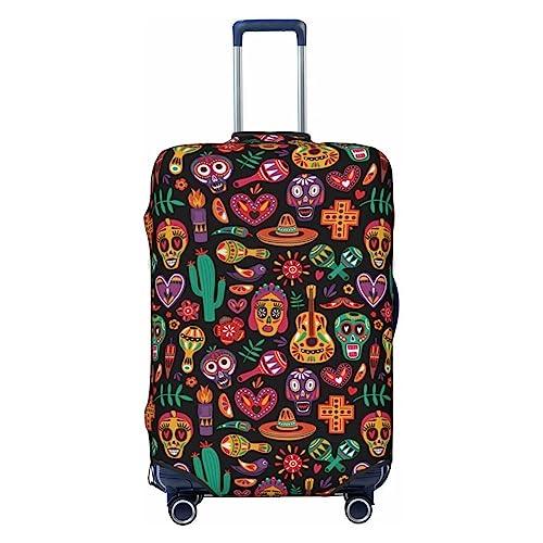 Sugar Horror Skull Reisegepäckabdeckung, robuster Koffer-Schutz, passend für 45,7 - 81,3 cm große Gepäckstücke, Größe M, Schwarz, Medium