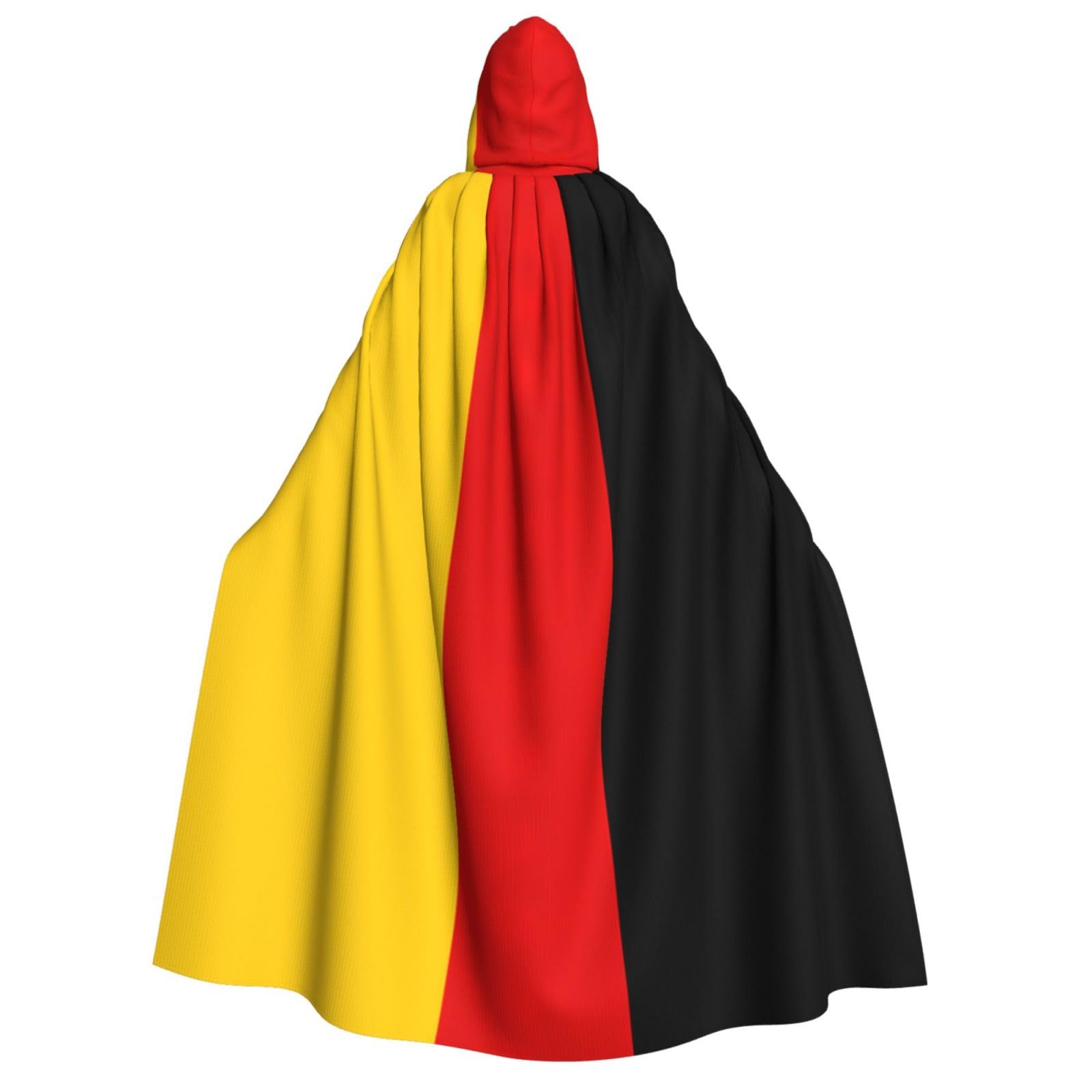 WURTON Umhang mit deutscher Flagge, Unisex, mit Kapuze, für Damen und Herren, Vampir, Halloween, Cosplay, Karneval, Mottoparty