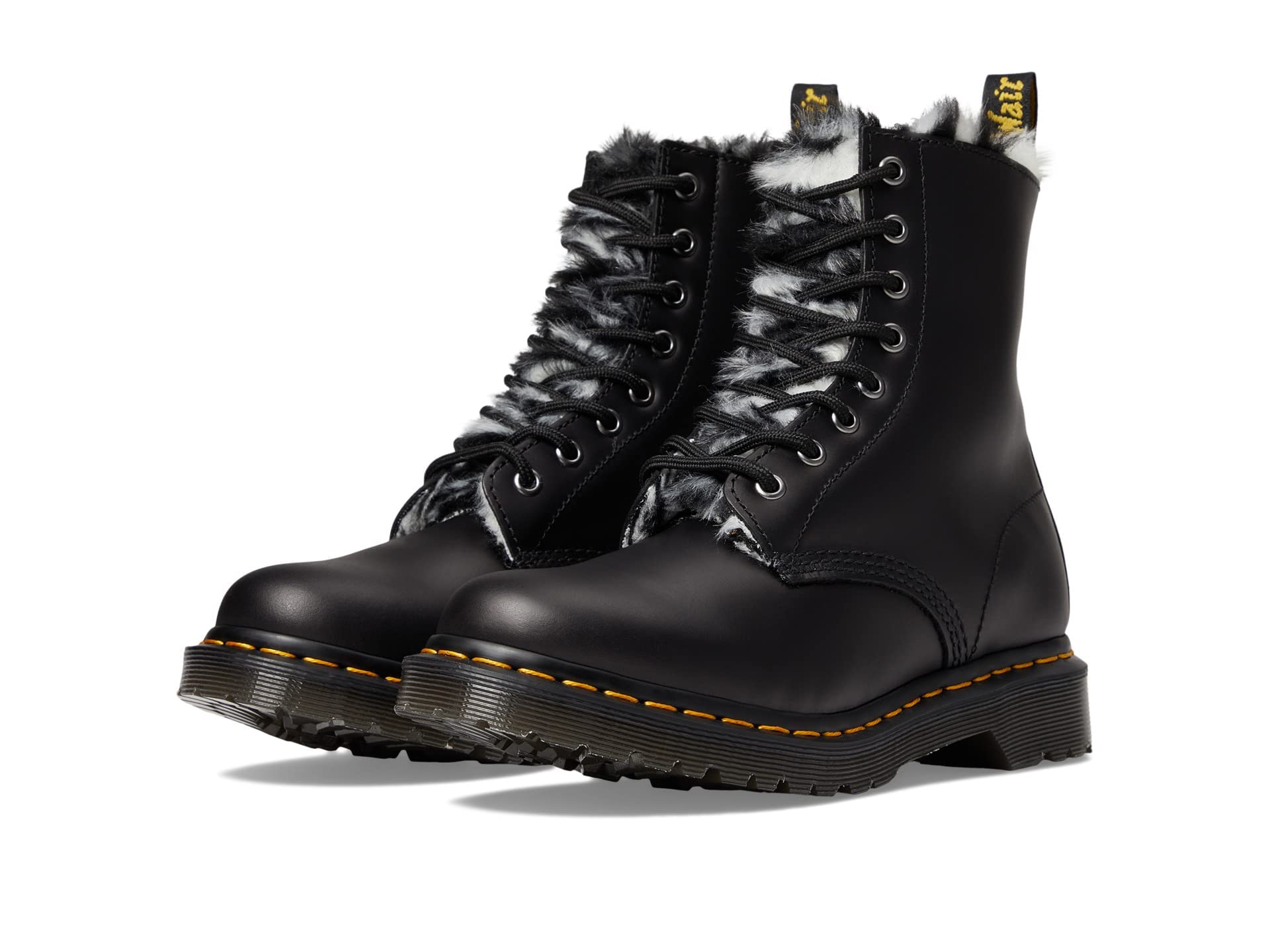 Dr. Martens 8 Eye Boot, Damenstiefel, Schwarzer Atlas, 39 EU