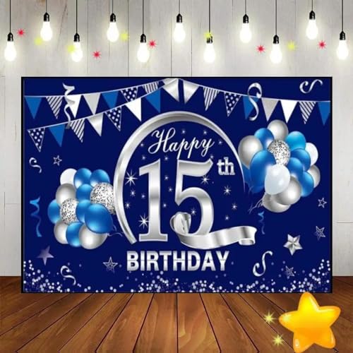 Alles Gute zum 15. Geburtstag Dekoration BabyHintergrund Banner Prinz Grün Bildschirm Party Smash Kuchen Süßes Mädchen Junge oder Rot 350x230cm