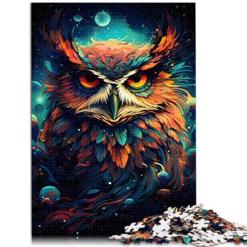 Puzzles für farbenfrohe, psychedelische Galaxie-Eulen-Puzzles mit 1000 Teilen für Erwachsene. Holzpuzzles als Geschenk für die ganze Familie. 1000 Stück (50 x 75 cm)