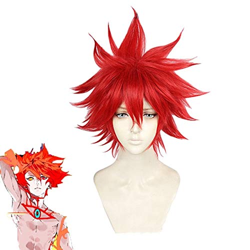 LINLINCD Cosplay wig Schicksal/Großauftrag Super Karna Cosplay Perücken Rot Kurz Hochtemperatur Faser Haar Perücke Für Fgo Halloween Party Karneval One Size Karna