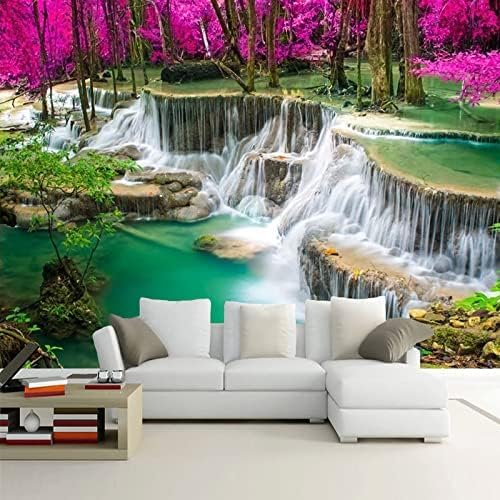 XLMING Wasserfall-Wald-Landschaftsbilder 3D Tapete Home Dekoration Wohnzimmer Sofa Schlafzimmer Tv Hintergrund Wand-300cm×210cm