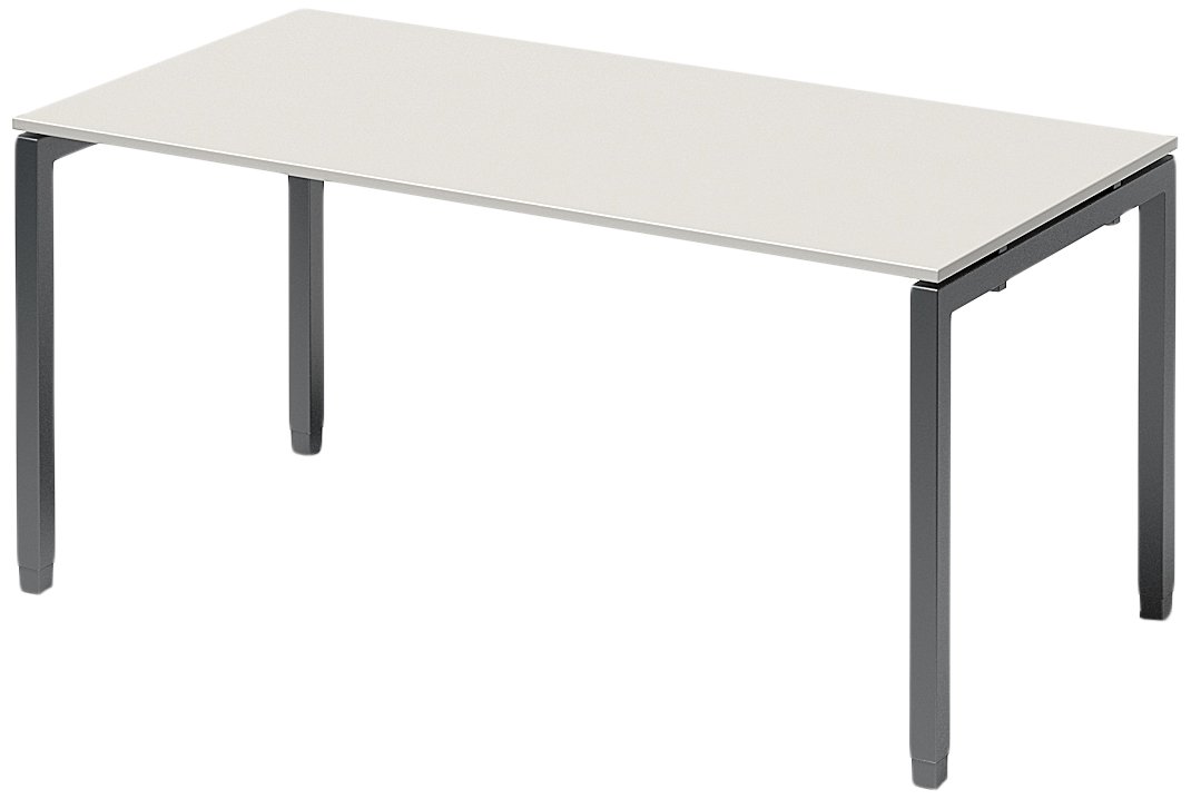 BISLEY Cito Schreibtisch, 650-850 mm höheneinstellbares U-Gestell, Metall, Gw334 Dekor Grauweiß, Gestell Anthrazitgrau, 80 x 160 x 85 cm