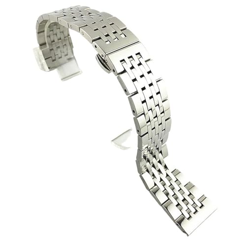 THBGTCNQ 2 in 1 gebogenes gerades Uhrenarmband aus Edelstahl, 16 mm, 18 mm, 20 mm, 22 mm, Uhrenarmband, Ersatzarmband(Silver,20mm)