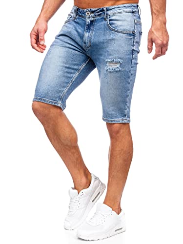 BOLF Herren Kurze Jeanshose Shorts Bermudas Jeans Short Kurze Hose Cargo Cargoshorts Destroyed Used Look Denim Stretch Freizeithose KG3916 Blau XXL [7G7]