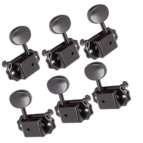 Strings Tuning Pegs Mechaniken Für Gitarre 6er-Pack Gitarren-Locking-Mechaniken 6R In-Line Chrome Gitarren-Tuning-Nagel-Ersatzteile (Color : Black)