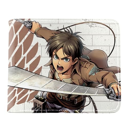 Attack On Ti-tan Geldbeutel Anime Mittelgroß, Cartoon-Münztasche Geldbeutel Klein, PU-Leder Wallet Geldbörsen mit Münzfach, für Anime-Fan-Geschenke Jungen und Mädchen(Color:Multicolor 1)