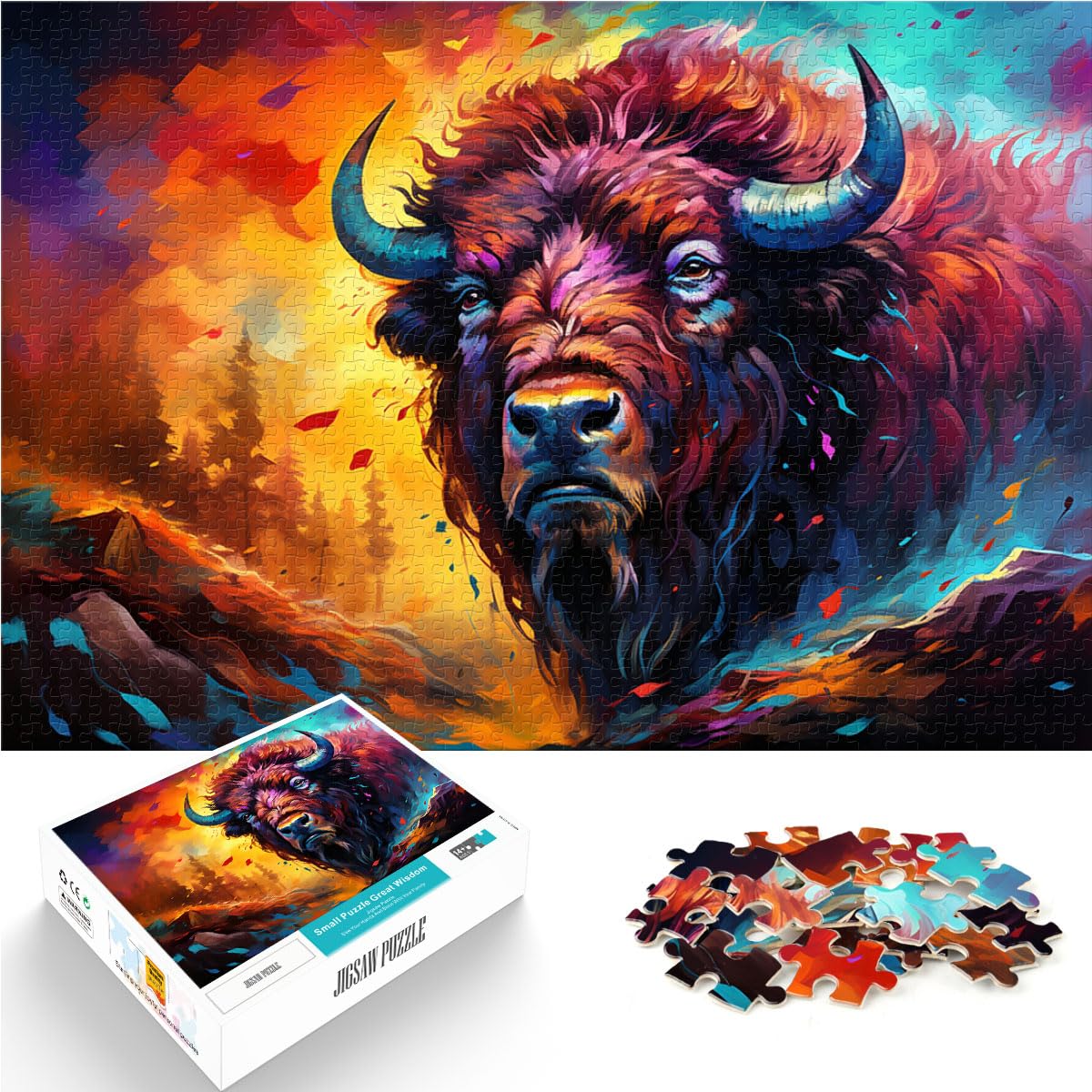 Puzzles Bison Puzzle 1000 Teile Holzpuzzle Jedes Teil ist einzigartig - Anspruchsvolles Familienspaßspiel 1000 Teile (50 x 75 cm)