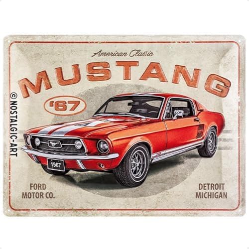 Nostalgic-Art Retro Blechschild Ford Mustang – GT 1967 – Geschenk für Auto Zubehör Fans, aus Metall, Vintage-Design zur Dekoration, 30 x 40 cm