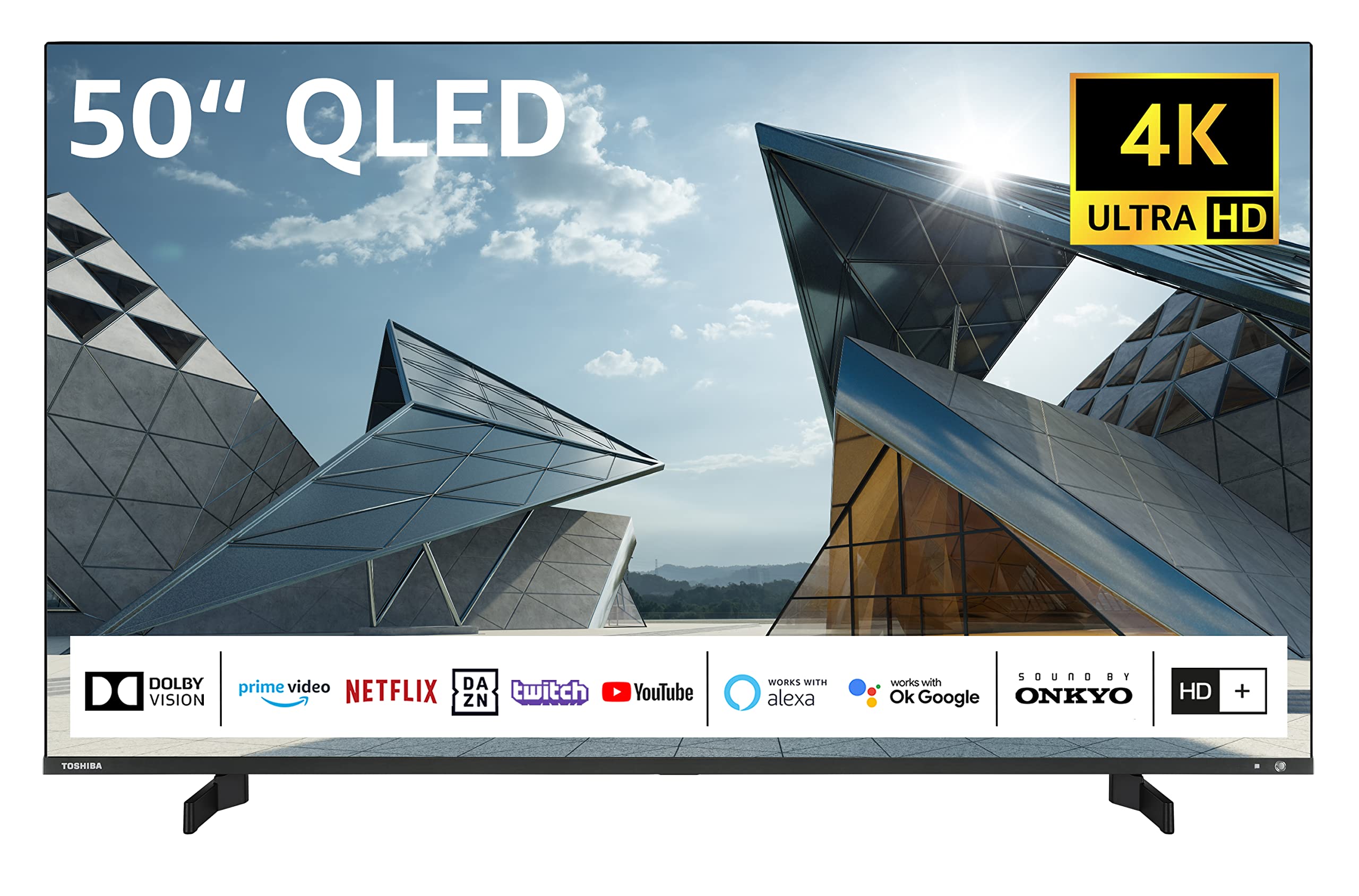 Toshiba 50QL5D63DAY 50 Zoll QLED Fernseher-Smart TV (4K Ultra HD, HDR Dolby Vision, Triple-Tuner, Bluetooth, Sound by Onkyo) - Inkl. 6 Monate HD+, Schwarz