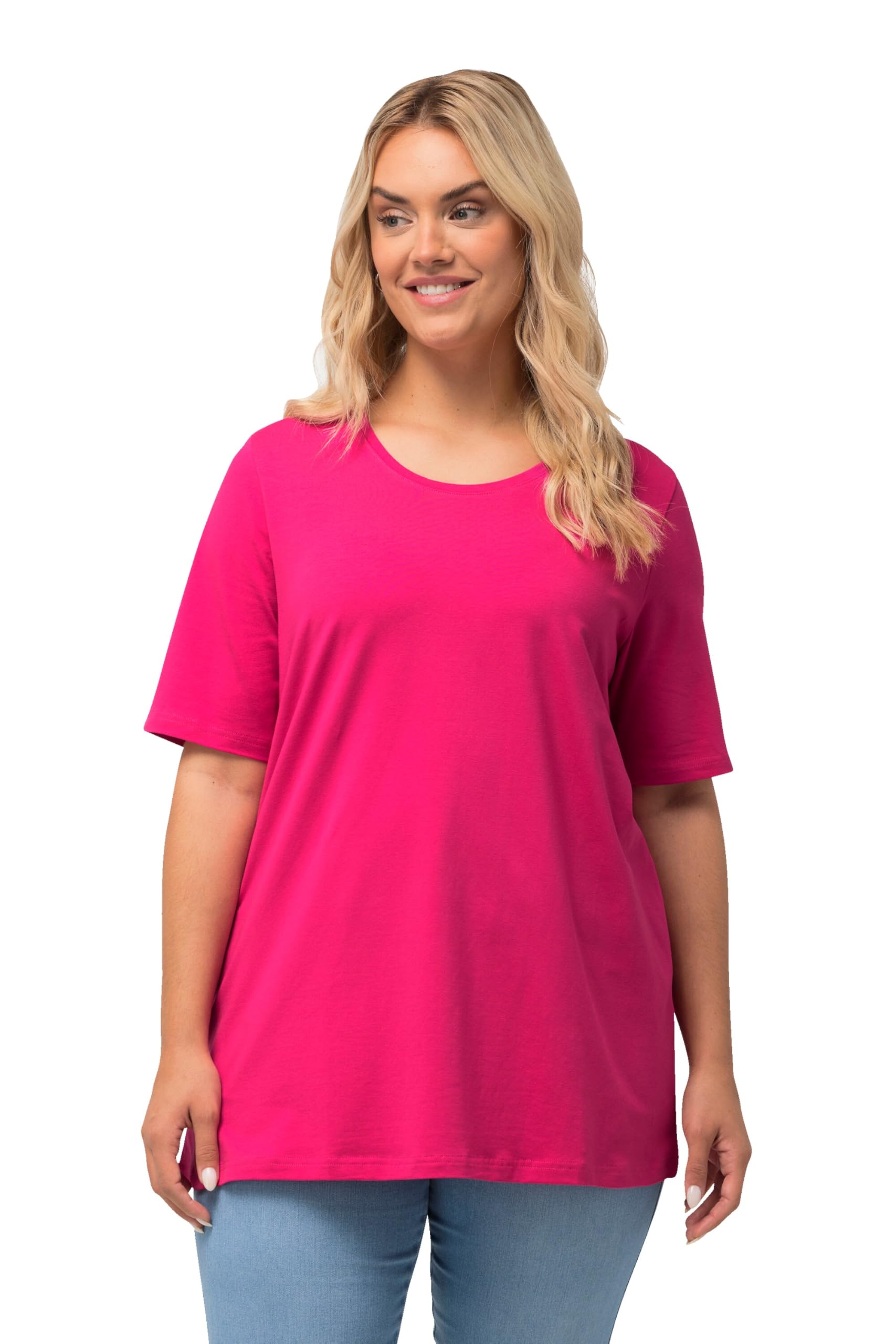 Ulla Popken, Damen, große Größen, T-Shirt, A-Linie, Rundhalsausschnitt, Halbarm