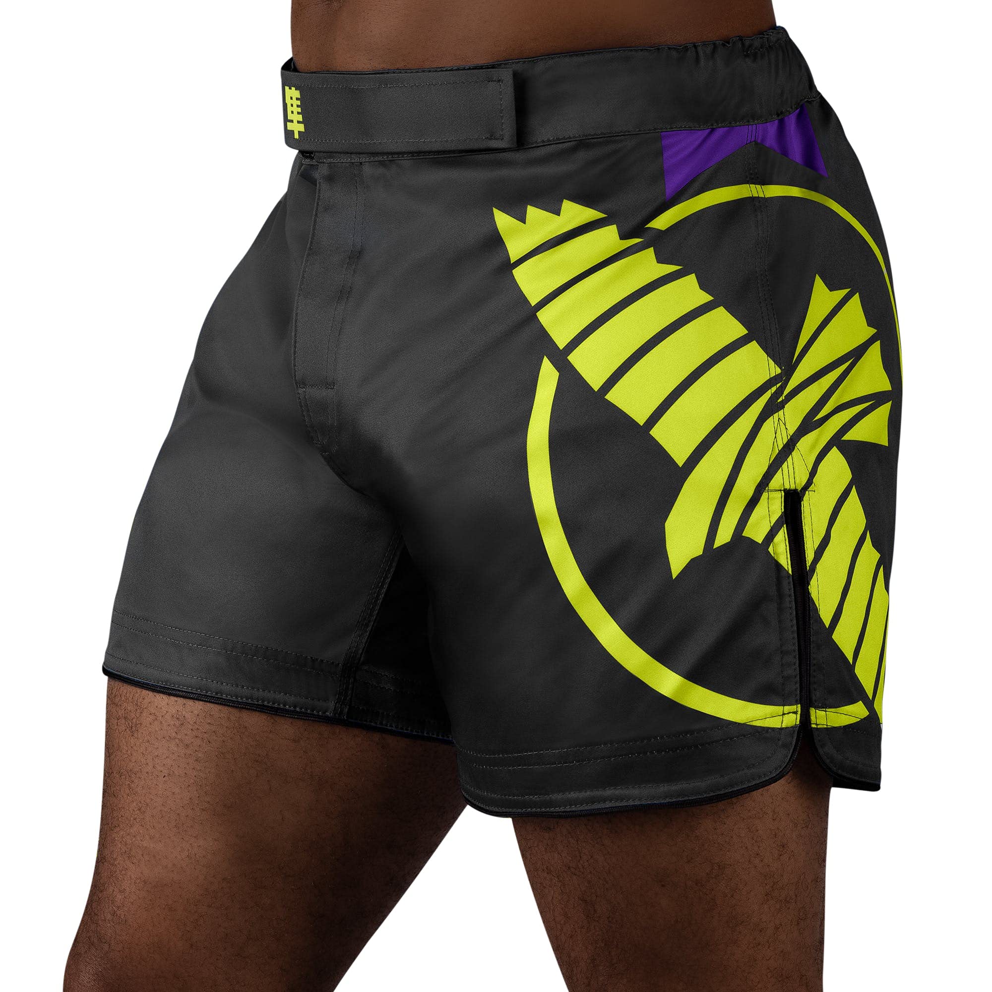 Hayabusa Icon Mid-Length Fight Shorts - Zwart / Neon