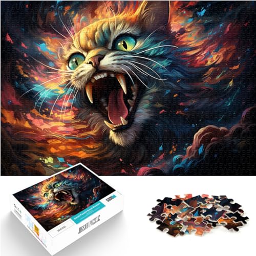 Puzzlespiel Demon Space Cat, 1000-teiliges Holzpuzzle, Spaß für Aktivitäten zu Hause, Geburtstagsgeschenk, Reisegeschenk, 1000 Teile (50 x 75 cm)