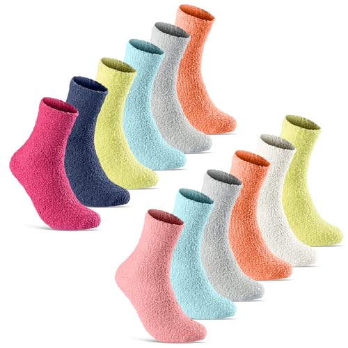 sockenkauf24 6 | 12 | 20 Paar Kuschelsocken Damen Plüschsocken warm & flauschig 37408 (35-42 12 Paar)