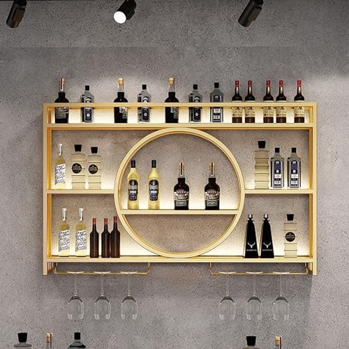 Weinregal, Wandmontage, Weinregale, freistehend, Weinglashalter, modernes Metall-Wein-Display-Rack, Barregal, Hängeregal, Weinglasregal, Aufbewahrungsregale, für Zuhause, Restaurant, Bars (Farbe: Go