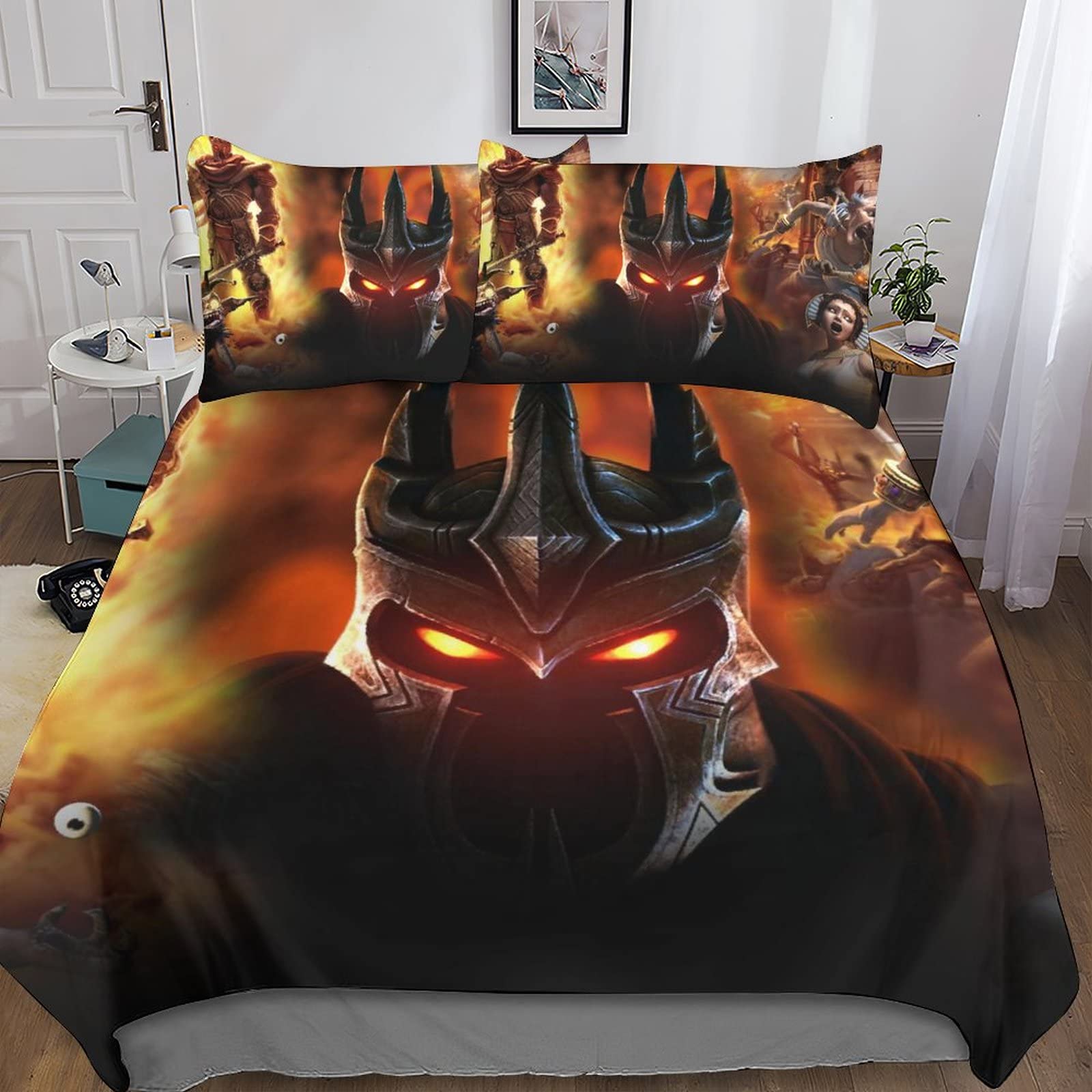 UKALOU Overlord 3-teiliges Bettwäscheset Aus Mikrofaser Mit Anime 3D-Print Für EIN Modernes Und Stilvolles Schlafzimmer Versteckter Reißverschluss Und Pillowcases Inklusive Double（200x200cm）