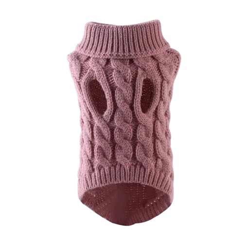 Warmer Rollkragenpullover für den Winter, passend für kleine und mittelgroße Hunde, Katzen, Chihuahua, Weste, Mantel, Teddy, Französische Bulldogge, Dunkelrosa, Größe S