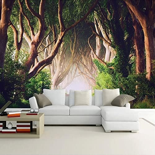 Schöne Holzbäume Grün 3D Tapeten Wanddekoration Fototapete Sofas Wohnzimmer Wandbild Schlafzimmer-200cm×140cm