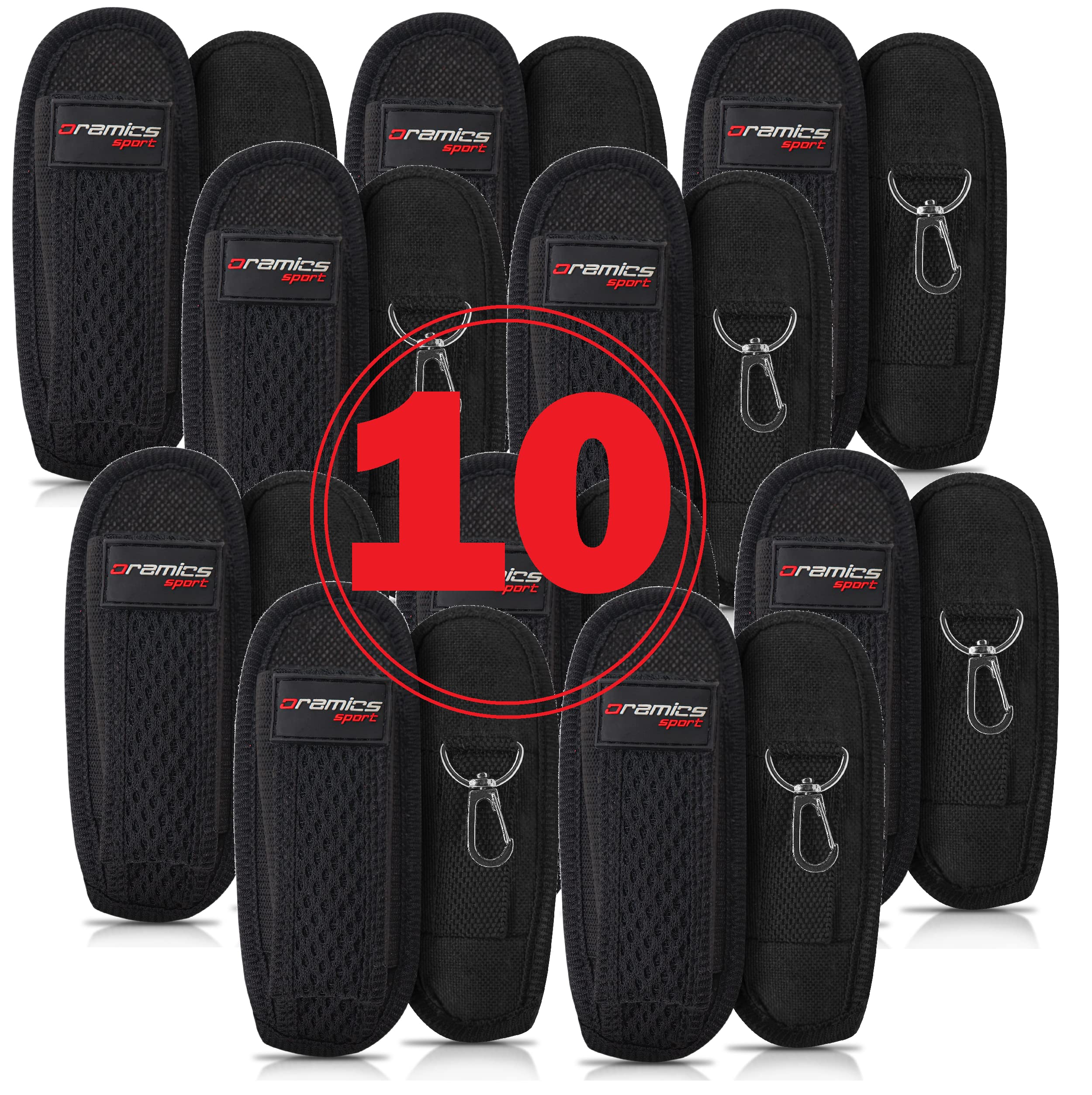 10x Universale Gürteltasche für Pfefferspray 40ml 50ml Flasche Taschenlampe Taschenmesser Werkzeug - Outdoor Tasche Etui Holster für Gürtel mit Gürtelschlaufe und Karabiner Haken Schwarz (10x Schwarz)