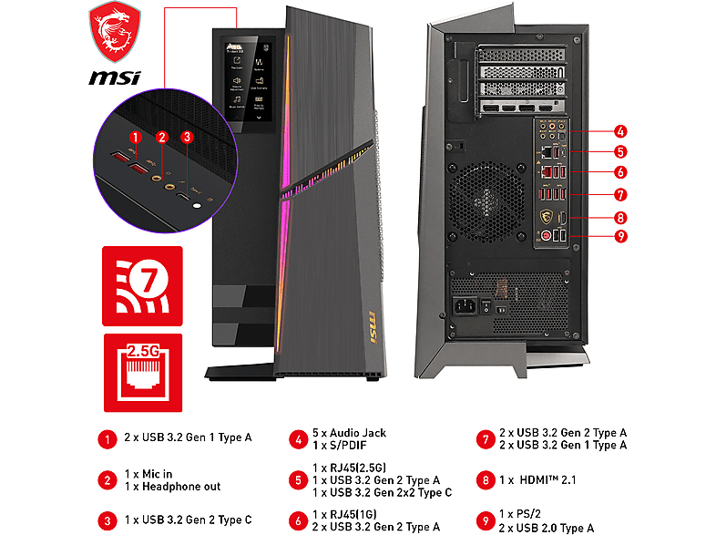 MSI MEG TRIDENT X2 14NUI9-275DE, Gaming-Desktop mit Intel® Core™ i9 14900KF Prozessor, 64 GB RAM, 2 TB SSD, NVIDIA, GeForce RTX™ 4090, Windows 11 (64 Bit)