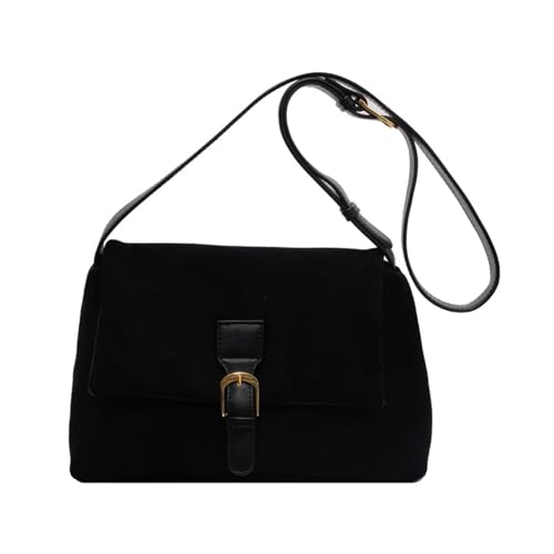 ohodhmnu Damen Tragetasche, Vintage Schultertasche Elegante Leder Crossbody Tasche Frauen Handtaschen Pendler Tasche Casual Tasche für Frauen Lady, Schwarz , 15.6 inches