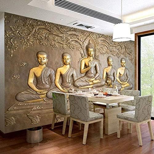 XLMING Goldene Wand Des Buddha 3D Tapeten Home Esszimmer Sofa Schlafzimmer Wohnzimmer TV Hintergrund-350cm×256cm