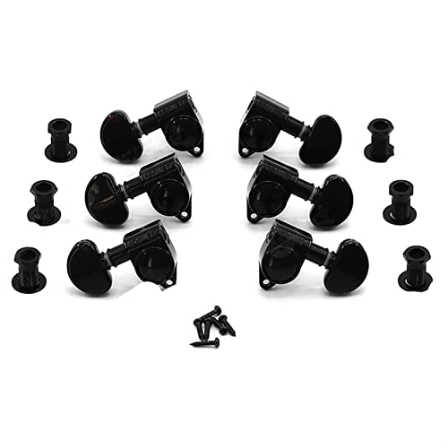 Gitarren Stimmwirbel 1 Set Gold/Black Inline-String-Tuner Tuning Pegs-Tasten Maschinenköpfe Für Akustikgitarre Mit Kleinen Halbkreisknöpfen (Color : 1 Set Black)