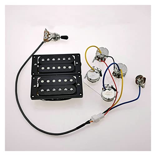 ZENGXUE Gitarre Pickups Humbucker Pickups E-Gitarren- Pickups Zebra/Schwarz-Set Humbucker Tonabnehmer Set (Color : Black Wiring Harness)