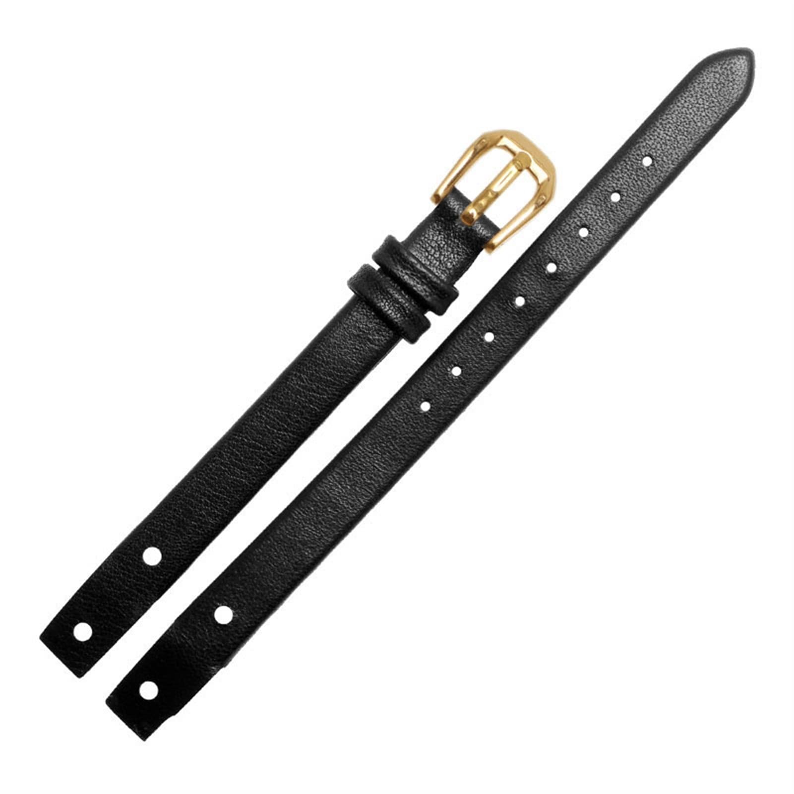 SCRUBY Echte Leder Lady Watchbänder für f ossil ES4340 ES4119 ES4000 Beobachten Sie Gurte mit Schraube 8 mm rot schwarz blau WhiteBracelet(Black gold,8mm)