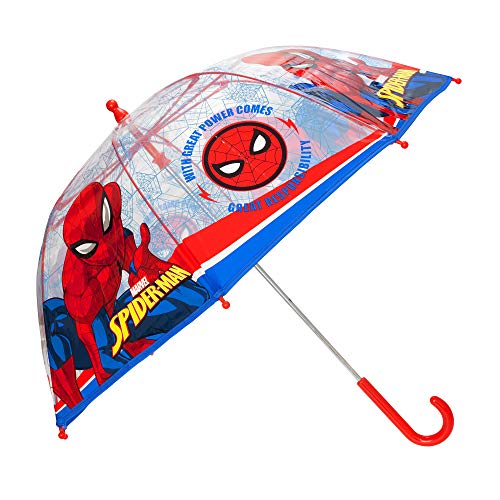 Marvel Spiderman Regenschirm für Kinder, transparent, POE Kuppelschirm, mehrfarbig, 65 cm, Klassisch