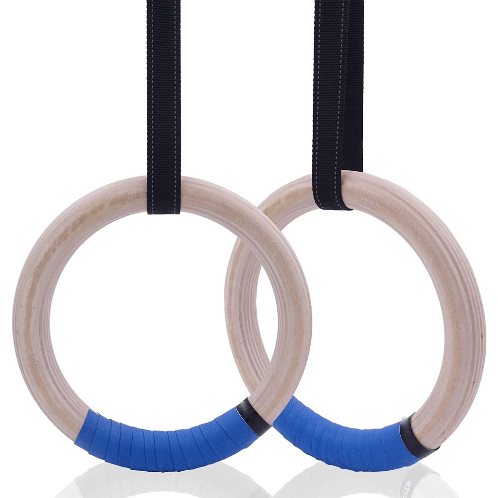 Gymnastik Ringe,Suspension Trainer System, Gymnastikband aus Holz, 28/32 mm, mit verstellbaren Riemen, for das Heim-Fitnessstudio, Klimmzüge, Krafttraining, Gymnastikausrüstung(Only 28mm Ring)