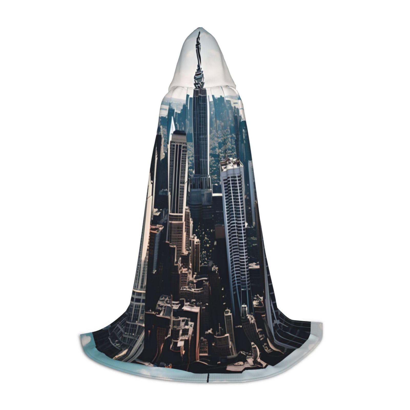 WURTON Empire State Building Print Halloween Kapuzenumhang Renaissance Gothic Umhang für Cosplay Kapuzenumhang Unisex