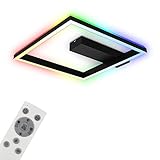 BRILONER Leuchten - Deckenlampe RGB, Backlight Deckenleuchte LED, Dimmbar, Farbtemperatur einstellbar, LED Frame RGB, Fernbedienung, Schwarz