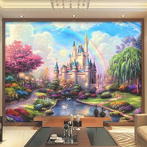 Cartoon Regenbogen Schloss Kinderzimmer 3D Tapeten Wanddekoration Fototapete Sofas Wohnzimmer Wandbild Schlafzimmer-430cm×300cm