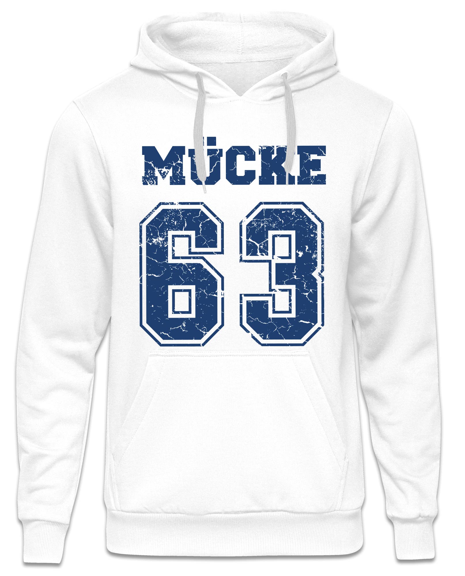 Uglyshirt Mücke 63 Herren Kapuzenpullover | Football Hoodie Kult Weltkulturerbe Pullover | M1 Weiß (XL)