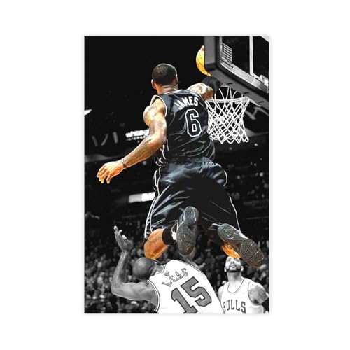 HACERR Bedruckbares Poster auf Leinwand, Motiv: Lebron James, Schlafzimmerdekoration, Landschaft, Büro, Raumdekoration, Geschenk, 60 x 90 cm