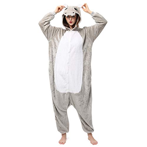 Katara 1744 (30+ Designs) Nilpferd-Kostüm Hippo, Unisex Onesie/ Pyjama-Qualität für Erwachsene & Teenager