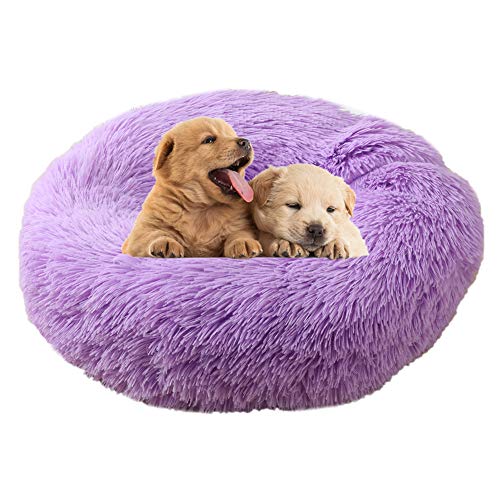 Rysmliuhan Shop hundebetten für mittlere Hunde hundebett Grosse Hunde Plüsch Hundebett Haustierbetten Für Hunde Donut Hundebett Flauschiges Hundebett Hundekissen Purple,80cm/31.5in