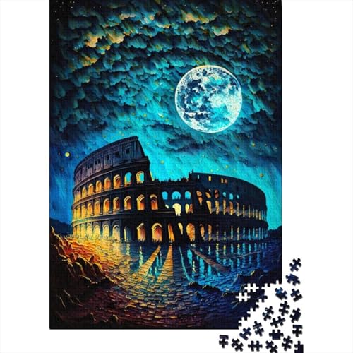 Puzzle für Erwachsene und Jugendliche, Gemälde des Kolosseums von Rom, Holzpuzzle für Erwachsene, Puzzle für anspruchsvolles Puzzlespiel und Familienspiel, 52 x 38 cm