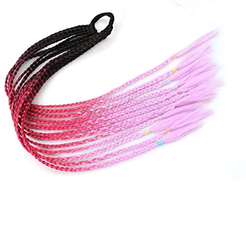 Pferdeschwanz Haarteil Synthetisches Gummiband Twist Braid Pferdeschwanz-Verlängerung, 60 cm bunte gemischte Braid-Haarteile for Mädchen Kinder, Kleidverschönerungsverzierung Pferdeschwanz Haarverläng