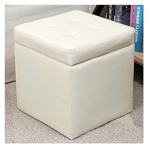 RAABYU Cube Kunstleder Lagerung Fuß Hocker Pouf Sitzbank, mit Scharnier Top Organizer Box Pouf Brust Einzel