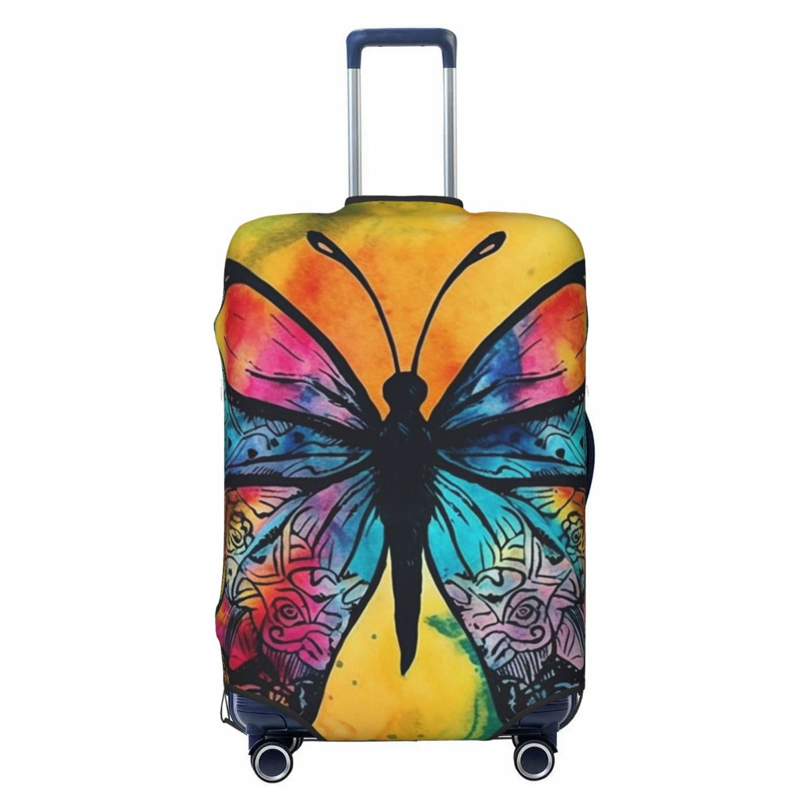 CSGJMYGS Butterfly Tie Dye Gepäckabdeckungen für Koffer, waschbar, modisch, dehnbar, kratzfest, passend für 45,7 - 81,3 cm Gepäck, XL, Schwarz, XL, Schwarz , XL