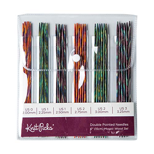 Knit Picks Stricknadel-Set aus Holz mit Doppelspitze, Mosaik, 15,2 cm